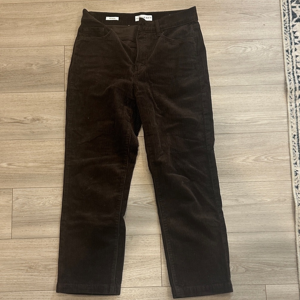 LOFT Women's Dark Brown Corduroy Straight Leg Pants “The Straight”